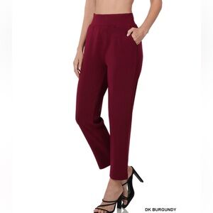 NWT Zenana Outfitters Dark Burgundy Pull-On Straight Leg Pants